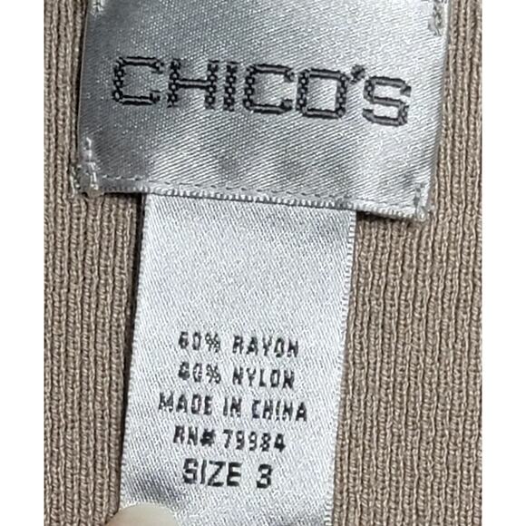 Chico's Beige Ribbed V Neck Sweater Top 3 XL Lightweight Soft Stretchy Cozy - Picture 4 of 4